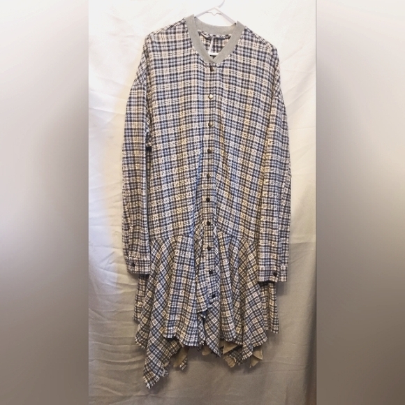 Free People Plaid Button Down/Snap Dress Cover Up Size Large - Picture 1 of 11